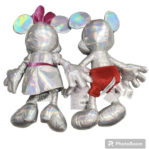 NWT Disney 100 Anniversary Mickey & Minnie Mouse Irridescent Plush Collection - Picture 2 of 6